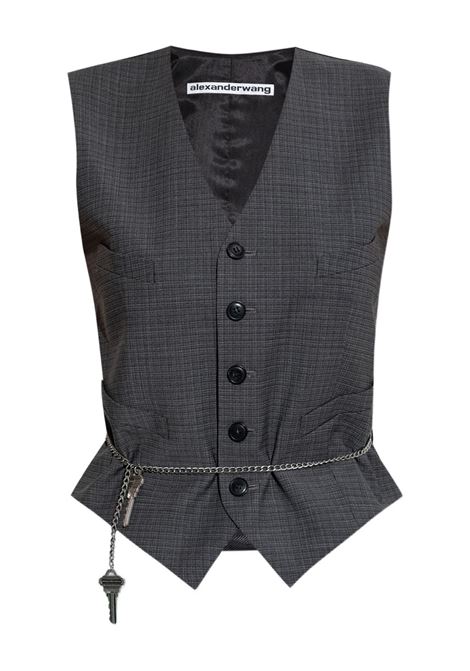 Gilet con catena rimovibile in grigio Alexander Wang - donna ALEXANDER WANG | 1WC3252681085